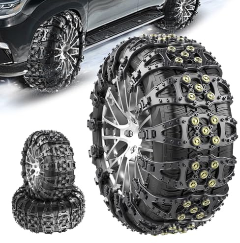 JoyFan 4PCS Snow Chains for Tyres, Universal Anti-Slip Car Emergency Traction Tire All Season Anti-Skid Ice Mud, Fit Cars SUV Truck Width 165mm-275mm/6.5-10.82''