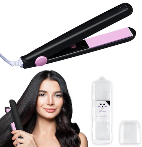 Lisseur, Fer à Lisseur 2 En 1, Lisseur Cheveux Court, Mini Fer à Lisser En Céramique, Lisseur Cheveux Vapeur, Petit Fer à Friser De Voyage, Pour Tous Types De Cheveux, Frange, La Maison Ou Le Salon