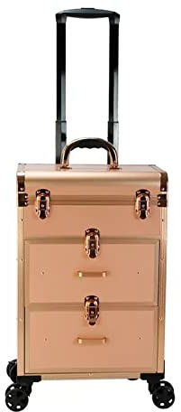 Trolley Make Up Koffer Kosmetikkoffer Trolley Schminkkoffer Mit Rollen Beauty Case Nageldesign Koffer Friseurkoffer Make Up Trolley Nagelkoffer, Trolley-Kosmetikkoffer Mit Schubladen,Rosegold ( Color