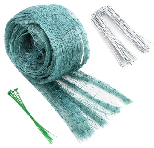RUCUDIM Vogelschutznetz 2 m x 3 m Vogelnetze Engmaschig Teichnetz Gartennetz Pool Netz Laubnetz Ranknetz 20 x Erdhaken & 30 x Kabelbinder für Garten