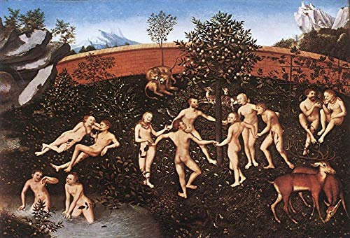 Toperfect Gemälde auf Leinwand, 4 berühmte Kunstölgemälde, Der Akt des Goldenen Zeitalters von Cranach dem Älteren –04, €50-2000 Handgemalt von Lehrern der Kunstakademien