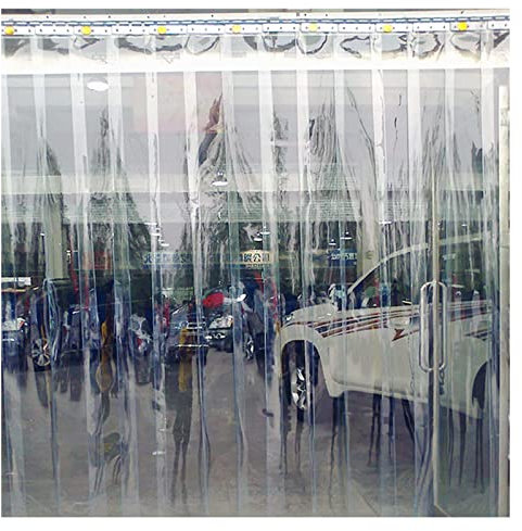 IBOWZ PVC Lamellen Streifenvorhang PVC-Streifen-Türvorhang, Vinyl-Streifen-Türvorhang, Kunststoff-Vorhangstreifen, transparent für Geschäft, Terrasse, Fabrik, individuell, 2,5 mm