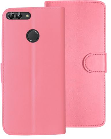 SDTEK Funda para Huawei P Smart (2017/2018) Piel Carcasa Flip Wallet Libro Case Cover Cuero (Rosa Claro)