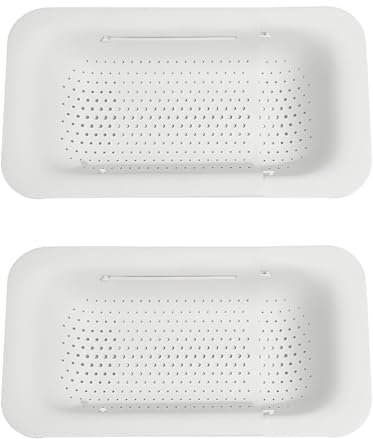 Ulsam 2pcs Extendable Sink Colander Baskets (36.8-50.3cm), Non BPA Adjustable Kitchen Sink Drain Basket, Sink Strainer Basket for Washing Vegetables, Fruits, Drain Cooked Pasta, Non-toxic and Odorless