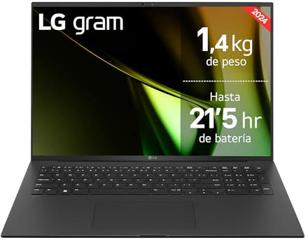 LG gram 17Z90S-G.AD89B - Portátil Ultraligero de 43.1 cm (17) 2560x1600, Panel IPS, Intel Core Ultra 7, 32 GB RAM, 1TB SSD, 1,350 g, batería hasta 21.5 h, W11 Home, Gris, Teclado QWERTY Español