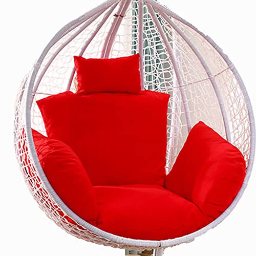 VDLLQYN Korb Stuhlmatte Verdicktes Sitzkissen for Schaukelstühle im Freien, großer Kissenbezug for Gartenhängesessel, waschbarer Bezug, Ersatzmattenpolster for Hängekissen(Red)