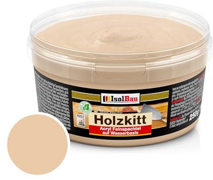 Isolbau - Holz-Spachtelmasse 250 g - Holzspachtel Holzkitt Außen und Innen - Holz-Reparaturspachtel - Holzreparaturmasse - Holz-Fertigspachtel - Schnelltrocknend - Buche Mittel (Nr. 6)