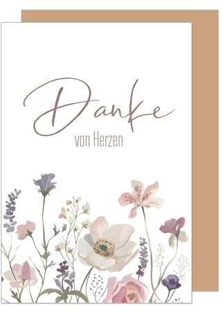 Edition Seidel Premium Glückwunschkarte mit Umschlag. Dankeskarte Grußkarte Danke Danksagung Dankeschön Mann Frau Freund Freundin Blumen (D152 SW025)