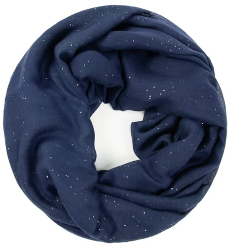 Glamexx24 glitter halsduk ädel lätt enfärgad slinga tubhalsduk rund halsduk, D.blå med glitter, En Storlek