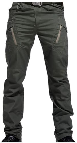 Dmmtot Arbeitshose für Herren, taktische lange Hose, gerades Bein, Outdoor, Wandern, lange Hose, dehnbar, winddicht, Klettern, Camping, Größe M-5XL, grün, XXL