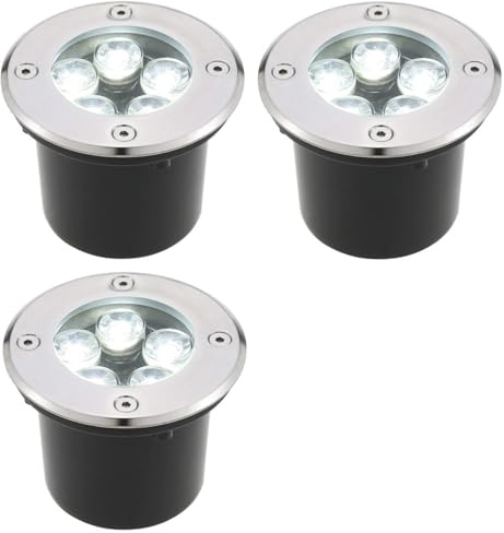AntDau71® - 3 pezzi Faretto a led segnapasso calpestabile da esterno viali sentieri giardino pavimento IP65 da incasso a terra luce fredda 6500k - 220V (5 watt (12 x 8,5 cm))