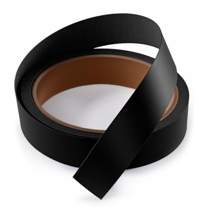 FAKILO Melamin-Kantenband, schwarz, 19 mm x 3 m, Furniereinfassung, einfache Anwendung, zum Aufbügeln, für Schranksperrholzreparaturen, Möbelrestaurierung