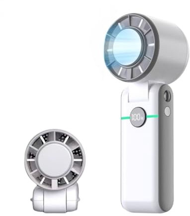Emebay - Ventilador portátil y plegable a mano, 5 velocidades, ultra rápido 13000 rpm, 4000 mAh hasta 13 horas de trabajo, 40 dB de ruido, ventilador de bolsillo Turbo para camping viaje al aire libre