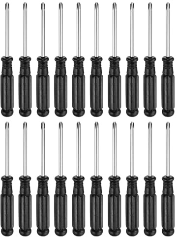sourcing map Lot de 20 mini tournevis cruciformes PH1 #1 de 9,1 cm de long en acier au carbone avec poignée ergonomique pour réparation de bricolage, noir