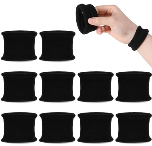 10 gomas para el pelo grandes, elásticas, negras, sin costuras, de algodón, para cabello grueso y rizado