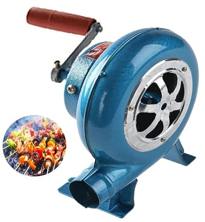 JOUFNING Hand Crank Blacksmith Forge Air Blower - Manual Iron Gear BBQ Blower, Grill Fire Starter Flame Exciter, with Hand Crank Tool(200W)