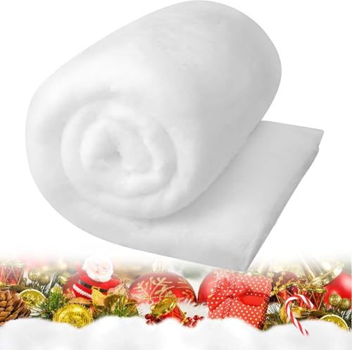 SunAurora Manta de Nieve Navideña, Manta de Nieve Artificial, Esponjosa Suave Rollo de Manta de Nieve Decoración Navideña para Decoración de Fondo de Aldea Navideña (80 * 240cm)
