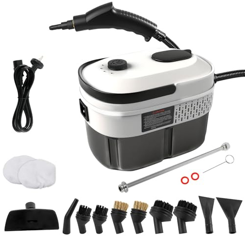 TALOEYH - Limpiador a vapor portátil, 3 niveles de ajuste de velocidad, calentamiento en 15 segundos, depósito de agua de 1,4 l, limpiador a vapor portátil con 14 accesorios, para coche, chinches