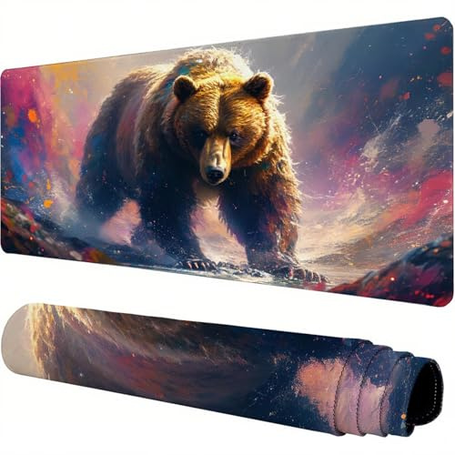 Mouse Mat Colorful Large Gaming Mouse Pad 24x12x0.12inch Mousepad Bear Desk Mat Extended Waterproof con Non-Slip Rubber Base Precision and Speed Desk Accessories for Office Gaming, Gift Women J1-840
