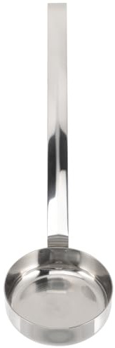 Gadpiparty Stainless Steel Pizza Sauce Ladle Spoon with Long Handle Flat Bottom Multifunctional Kitchen Scoop for Soup Hot Oil and Sauce Serving in Restaurants and Home Cooking