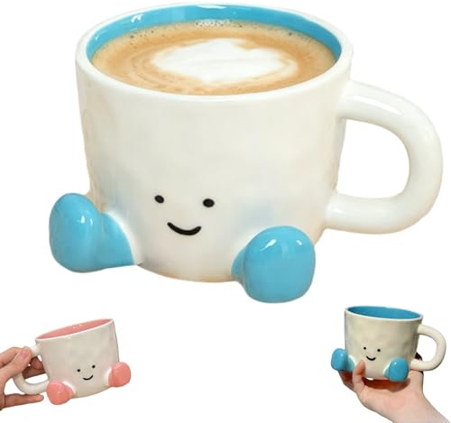 Novelty Tea Cup with Feet,Cute Coffee Mug,Creative Hand-Kneaded Tea Cup Water Mug,Durablle Thermal Coffee Cup, Aesthetic Decorative Desk Accessory for Milk Cocoa Beverages,for Birthday Present Friends