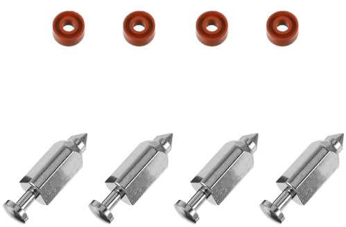 UTHCLO Kit de 4 Soupapes à Flotteur à Pointeau de Carburateur en Acier, Accessoires de Rechange pour Tondeuses à Gazon, Compatible Modèle 398188, Joints Toriques en Caoutchouc,