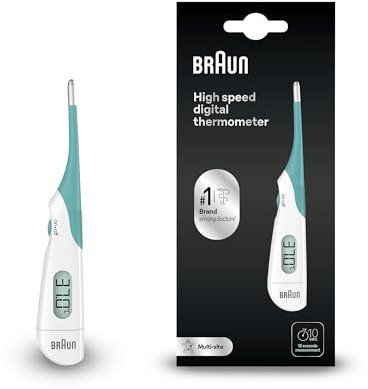 Braun High Speed Digitalthermometer | Digitaler Stick für versch. Stellen | Oral, rektal oder unter der Achselhöhle | Geeignet für Babys und Kinder | Die #1 Marke bei Ärzten(1) | PRT1000