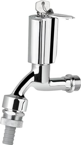 SCHELL 033510699 Auslaufventil , Auslaufhahn SECUR , Ventil aus Messing mit Rückflussverhinderer, Rohrbelüfter und abschließbarem COMFORT-Griff , Rosette Ø 54 mm, Chrom
