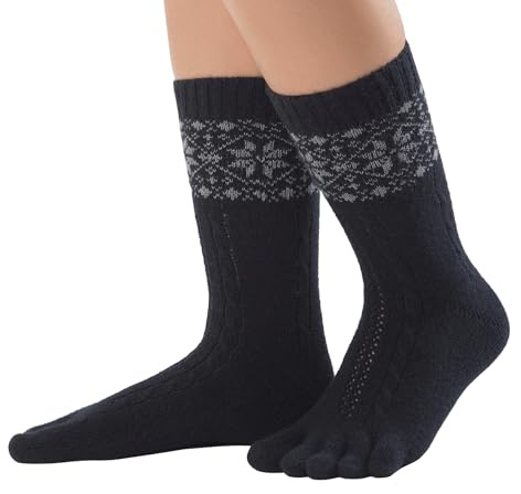 Knitido Naturals Merino e Cachemere | Calze calde in lana con dita separate, Misura:35-38, Colore:nero/grigio (101)