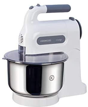 Kenwood HM 680 Handmixer Chefette inkl. Edelstahl Rührschüssel, Rührständer, 350 Watt, 3 Liter, weiß