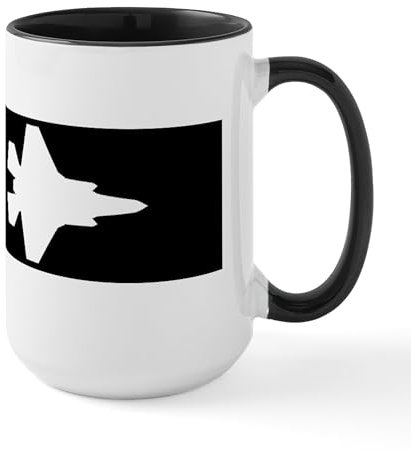 CafePress U.S. Military: F 35 Lightning II (Black Large Mug 15 oz (444 ml) Ceramic Coffee Mug