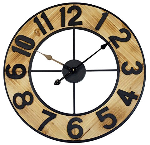 Technoline analoge Quarz - Wanduhr WT1610, rustikal/Retro - Optik, Ø 60 cm XXL Uhr