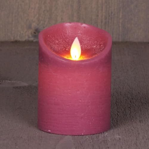 LED Echtwachskerze realistische Kerze viele Farben mit Timer flackender Docht Wachskerze Kerzen Batterie, Farbe:Antik Rosa, Größe:10 cm