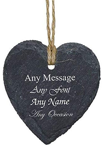 Personalised Engraved Hanging Heart Slate Tag