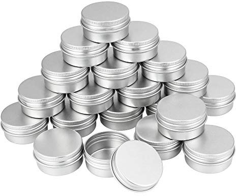 TANCUDER 20 PCS Pot en Aluminium avec Couvercle Boîtes Cosmétiques Conteneurs Rondes 20 ML Pots de Voyage Crème Rondes avec Coussin de Mousse pour Échantillon, Poudre, Boutons, Cosmétiques