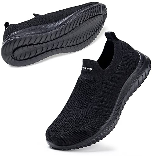 STQ Womens Slip On Trainers Comfortable Ladies Work Walking Shoes | Elastic cuff, Lightweight MD outsole, Sock-like upper, Memory foam, Work walking gym