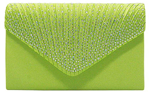 Bolso de mano tipo sobre, de satén para mujer, para boda, fiesta, graduación, bolso cruzado de satén con diamantes de imitación, bolso de fiesta de noche