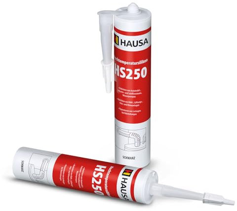HAUSA Hochtemperatursilikon HS250 schwarz 2 x 300ml dauerelastische hitzebeständige Dichtmasse +305°C Dichtstoff zum Kleben Abdichten von Öfen Kochfeldern Motoren schnellhärtend ölbeständig