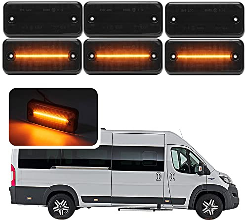 LED Seitenblinker für Fia.t Ducato III Peug.eot Boxer Citr.oen Jumper | Iv.eco Daily 2006-2025, 6 Stück Seitenmarker mit Bernsteinfarben Lichter CAN-Bus Fehlerfrei Plug & Play ducato led blinker