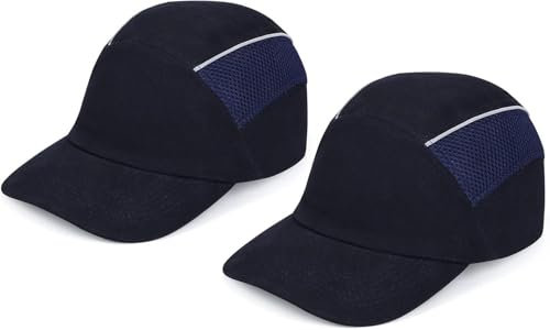 HOLULO bump cap Elmetto di sicurezza regolabile con rete traspirante, leggero bump cap in stile baseball per uomini e donne, adatto per lavori di costruzione e manutenzione, 2 pezzi Blu