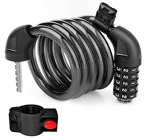 Fahrradschloss mit Zahlencode 120CM / 12MM Fahradschloß Kabelschloss Sicherheitsstufe Sehr Hoch Mit 5-Stellig Code Kombination, Anti-Diebstahl Zahlenschloss Fahrrad Schloss Cable