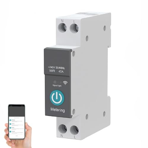 Interruttore su Guida DIN Interruttore Smart WIFI Telecomando per Telefono Cellulare Senza Fili 3 Modalità di Temporizzazione Funzione per Elettrodomestici Adatto per la Casa Intelligente(16A)