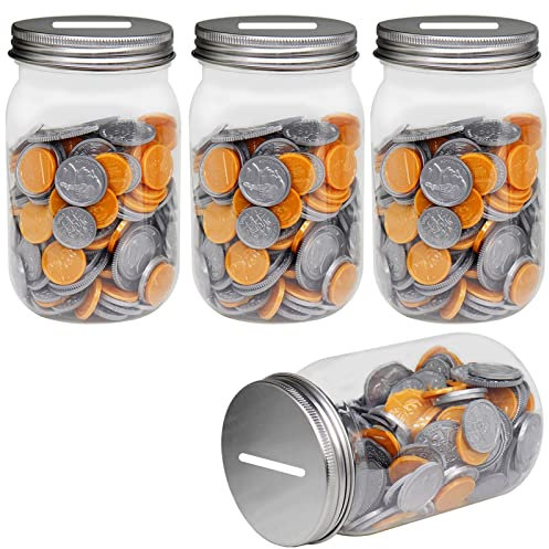 Mczcent Sparschwein Klein-4PACK, Sparbüchse Transparent für Münzen, Spardose Wenig Plastik Durchsichtig, Kleine Spardosen Piggy Coin Money Saving Bank Münzen Jar Box für Jungen Mädchen Kinder