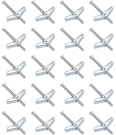 LONGHAO 20 Pcs,Tasselli Ad Ancora,Tasselli A Molla,Tasselli Per Cartongesso,Gancio Soffitto Piante,Vite A Levetta E Dado Ad Ala,M4 Viti Di Espansione,Per L'Installazione A Soffitto,Montaggio A Parete
