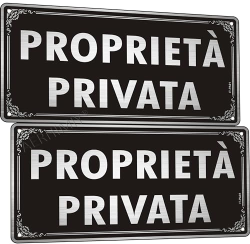 Cartello Proprietà Privata Alluminio Spazzolato 15x30 cm, Cartello Proprietà Privata Metallo Targhetta Proprietà Privata Protezione UV, Impermeabile, Antiruggine, Con fori