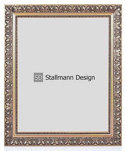 Stallmann Design Bilderrahmen Barockrahmen SWAN | 10x15 cm | Gold | Echtholz-Bilderrahmen antik | 80 andere Größen verfügbar | Fotorahmen aus Holz im Vintagestyle