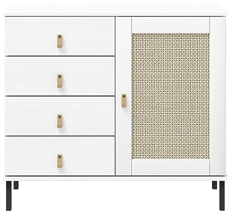 Woodroom Valenica - Sideboard Kiefer massiv lackiert 90x80x40 cm Kommode Schrank weiß