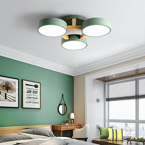 Wohnzimmerlampe Deckenlampe mit Holz Schlafzimmer Decke Deko LED Deckenleuchte Holzlampe Dimmbar Esstisch Esszimmer Küchen Hängend Lampe Modern Vintage Design Kronleuchter Landhaus Schlafzimmerlampe