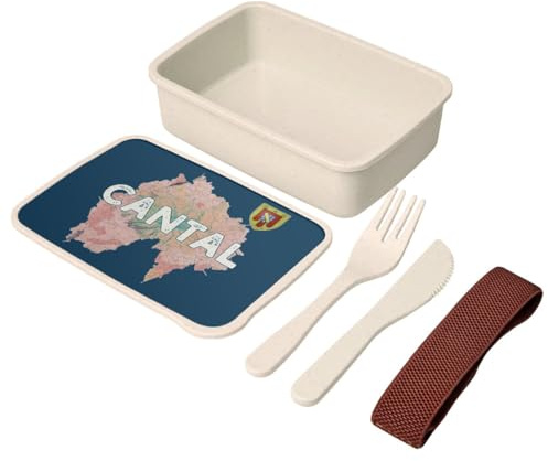 Fabulous Lunch Box - Boite à Repas avec couverts Bleu - Cantal 15 Departement Aurillac Carte Ancienne Auvergne - 700 ml