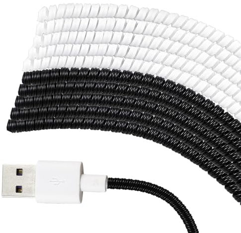 Frienda 10 Pcs Spiral Cord Protector Chargers Protector Pets No Chew Data Cable Protective Sleeve Headphone Charger Saver USB Cable Cover Wire Repair for Phone USB (Black and White)